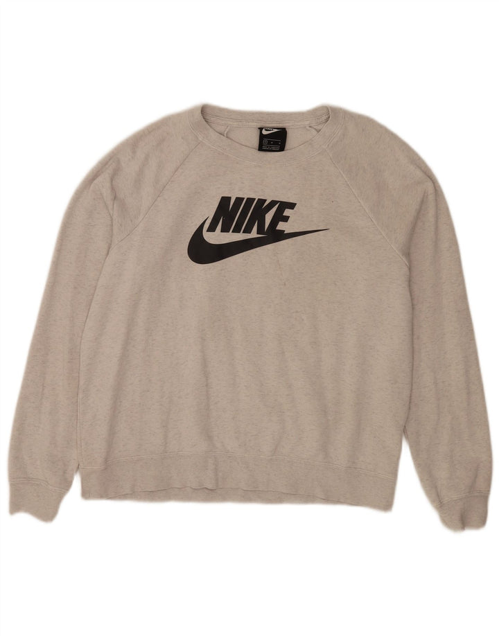 Женский свитер с рисунком Nike UK 14, хлопковый джемпер среднего серого цвета с крапинками