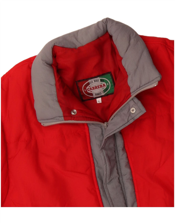Мужская стеганая куртка Carrera UK 40, большая красная, полиамид с цветными блоками