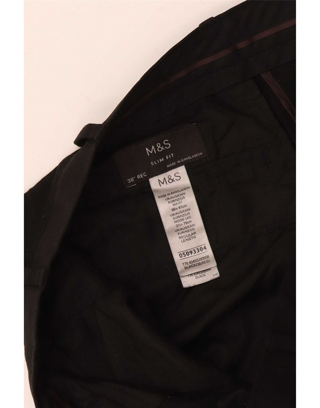 Мужские брюки узкого кроя Marks & Spencer W38 L28, черный полиэстер