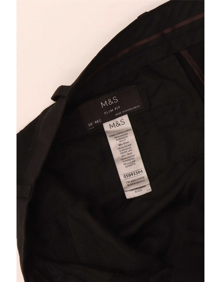 Мужские брюки узкого кроя Marks & Spencer W38 L28, черный полиэстер