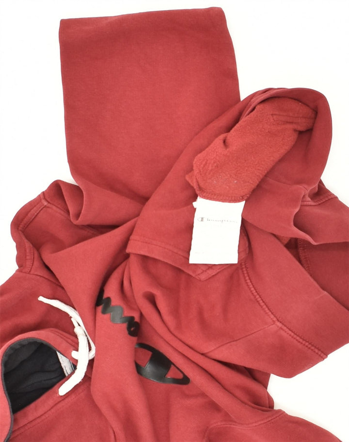 CHAMPION Mens Graphic Hoodie Jumper Small Red Cotton | Vintage Champion | Thrift | Second-Hand Champion | Used Clothing | Messina Hembry 