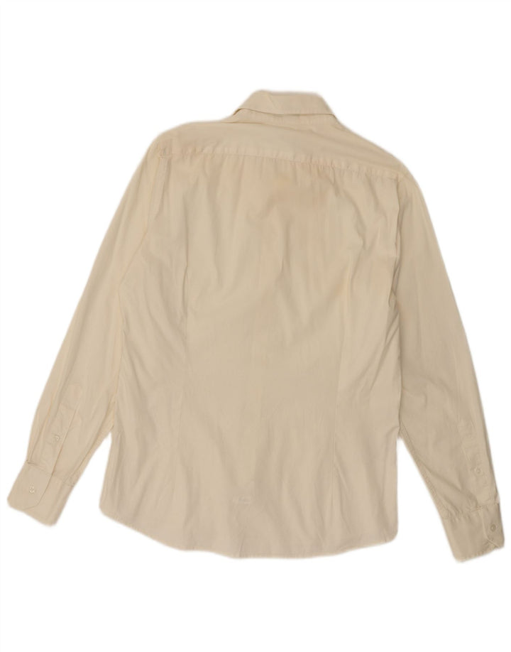 BENETTON Mens Shirt Medium Off White Cotton