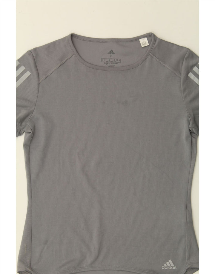 ADIDAS Womens Climacool T-Shirt Top UK 8/10 Small Grey Polyester Vintage Adidas and Second-Hand Adidas from Messina Hembry 