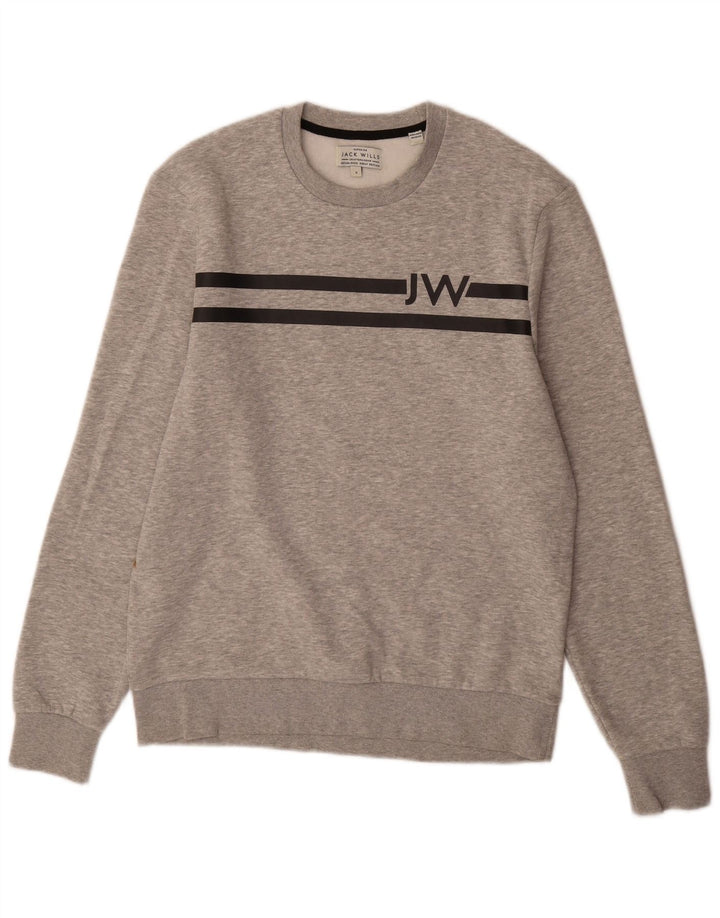 Мужской свитшот с рисунком JACK WILLS, маленький серый хлопковый джемпер