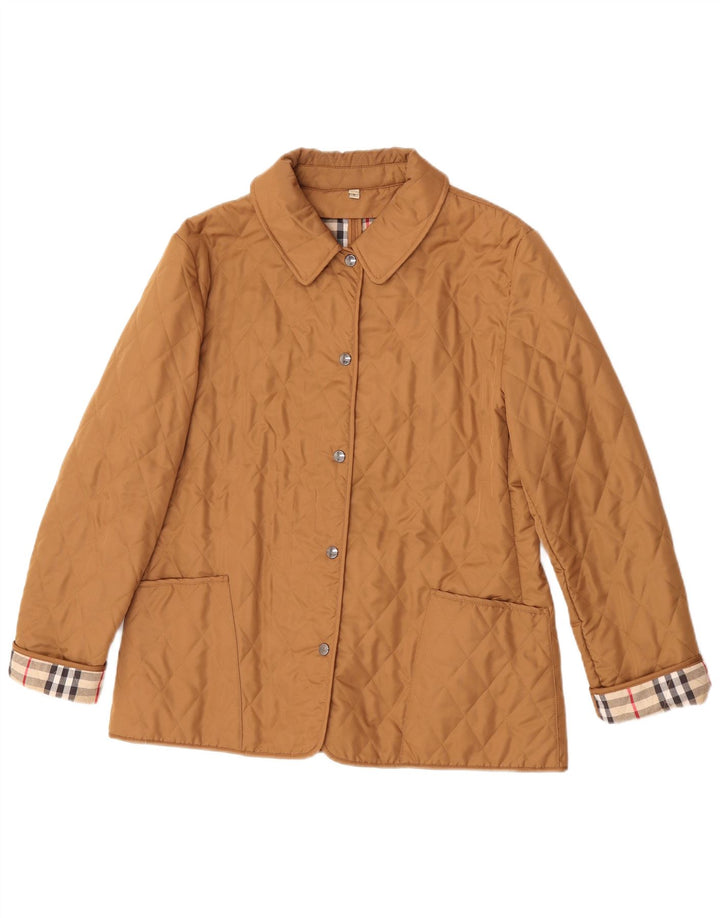Женская стеганая куртка Burberry UK 16, большой размер, бежевый хлопок
