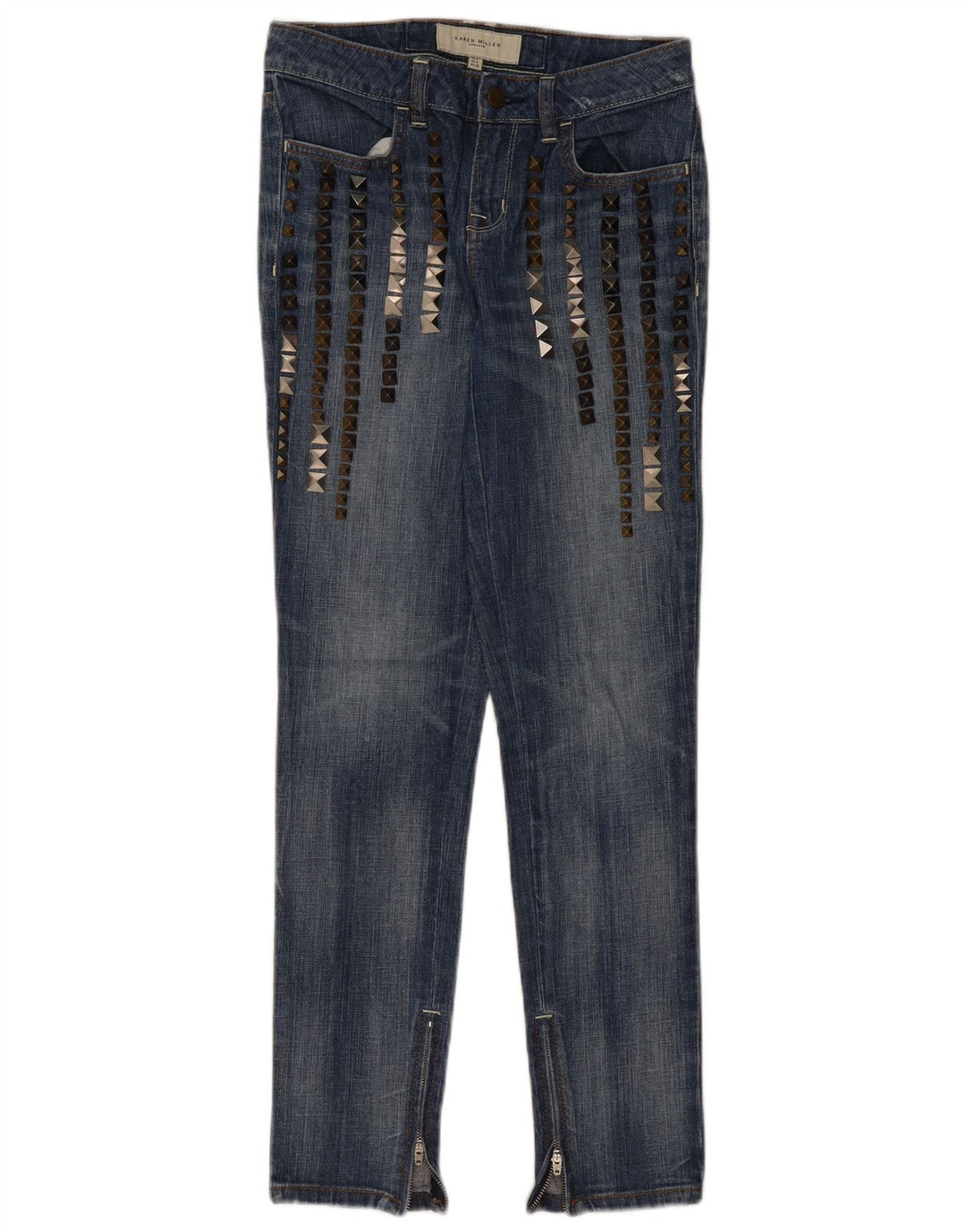 Женские потертые узкие джинсы KAREN MILLEN, Великобритания, 8, маленькие, W28, L29, синие