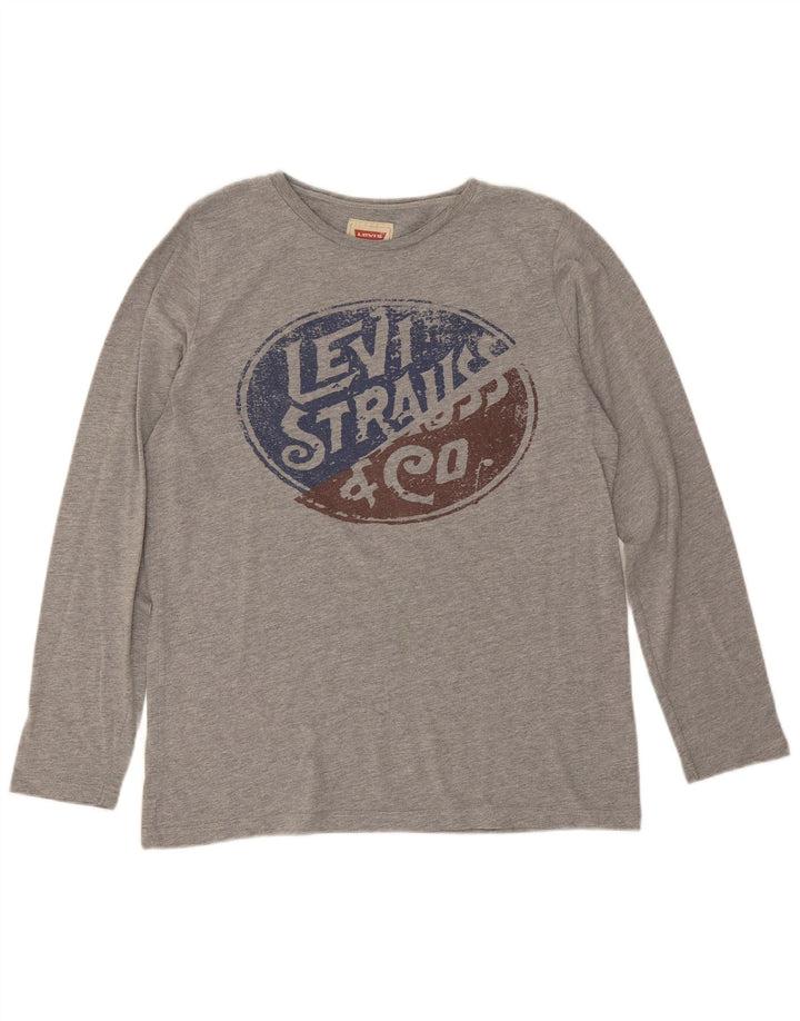 Топ с рисунком Levi's для мальчиков, 15–16 лет, серый хлопок, длинный рукав