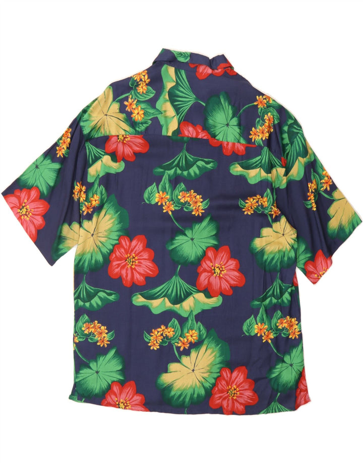 CANDA Mens Short Sleeve Shirt Medium Navy Blue Floral Vintage Canda and Second-Hand Canda from Messina Hembry 