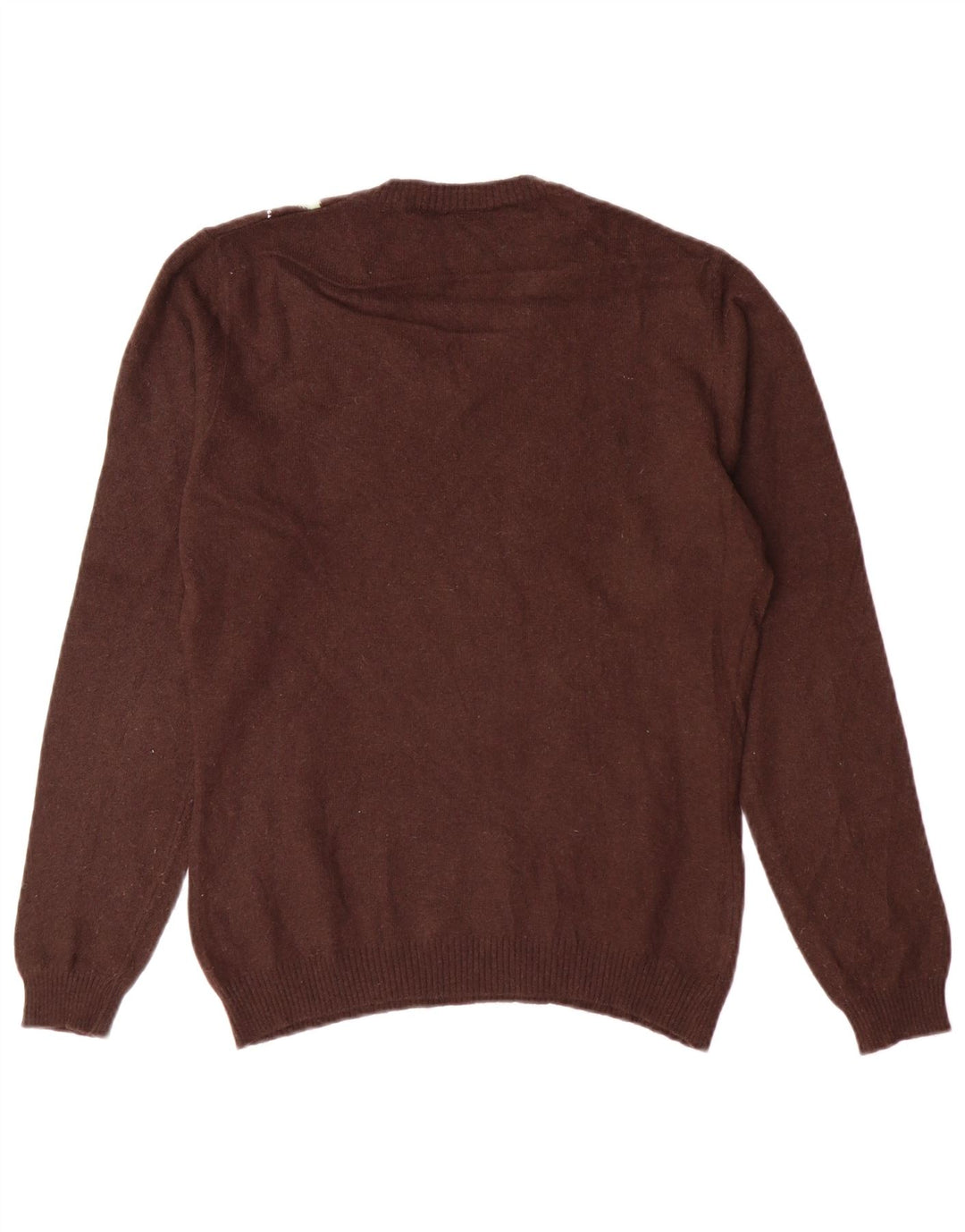 ВИНТАЖНЫЙ женский джемпер с v-образным вырезом, Великобритания 12, средний коричневый аргайл/бриллиант