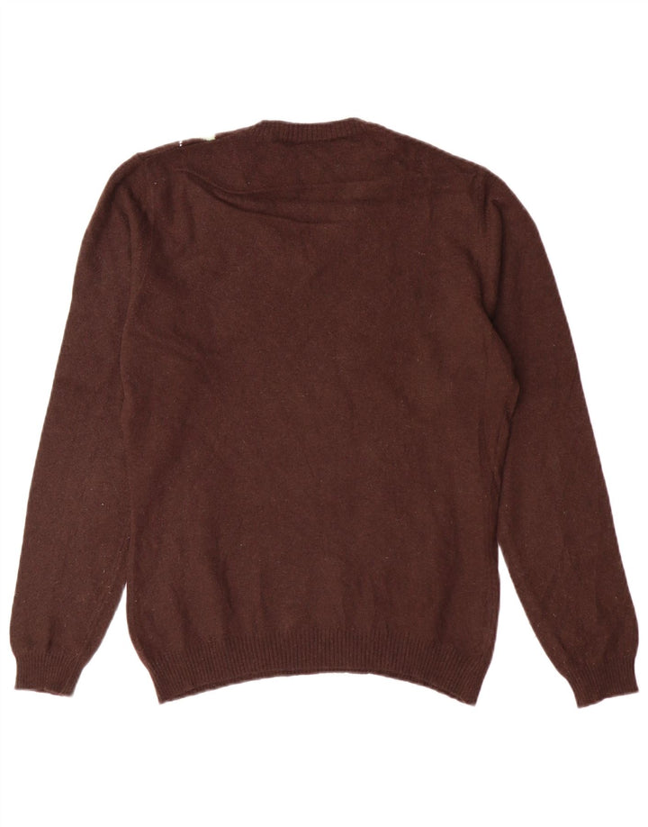 ВИНТАЖНЫЙ женский джемпер с v-образным вырезом, Великобритания 12, средний коричневый аргайл/бриллиант