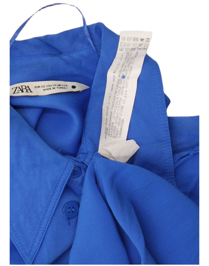 Женская рубашка Zara UK 6 XS синяя вискоза