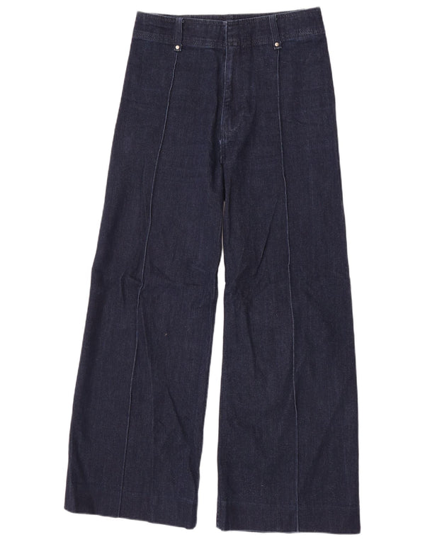 Женские широкие джинсы с высокой талией Zara EU 38, маленькие W28 L28, темно-синие, хлопок
