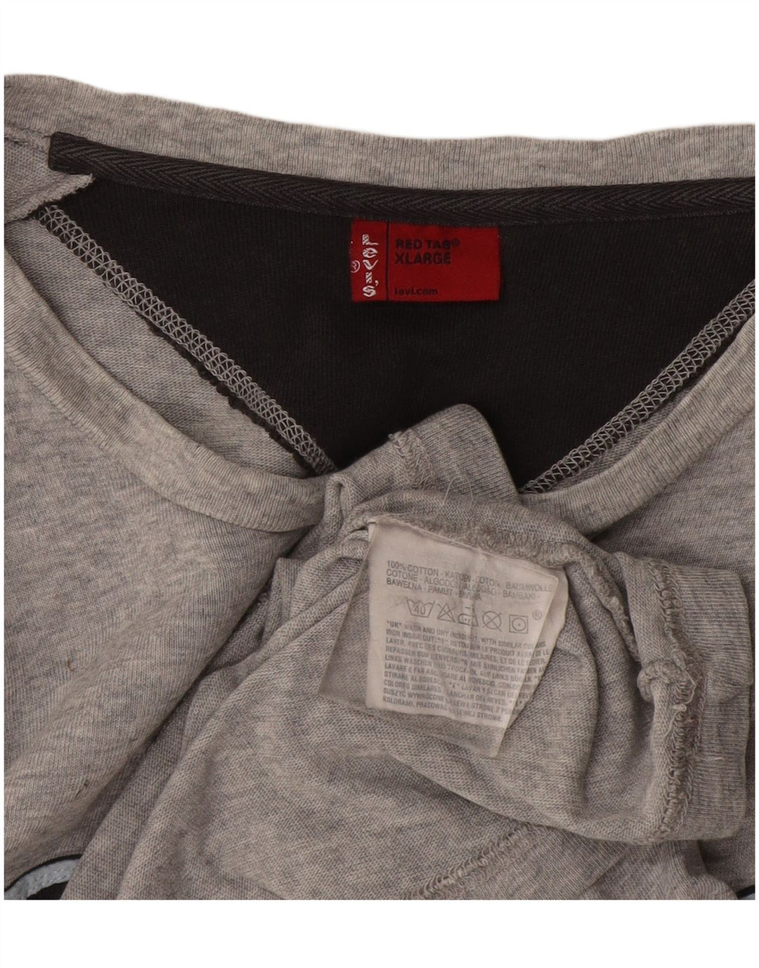 Мужской топ с рисунком Levi's, длинный рукав, XL, серый хлопок