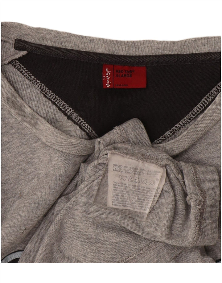 Мужской топ с рисунком Levi's, длинный рукав, XL, серый хлопок