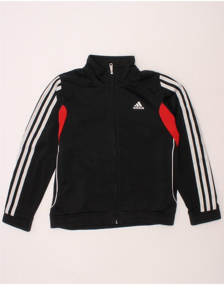 ADIDAS Boys Tracksuit Top Jacket 7-8 Years Black Colourblock Polyester Vintage Adidas and Second-Hand Adidas from Messina Hembry 