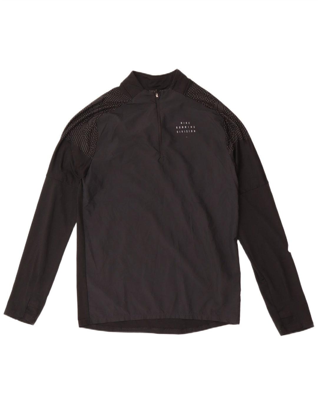 Мужской топ Nike Dri Fit с воротником на молнии и длинными рукавами, маленький черный в пятнистый полиэстер