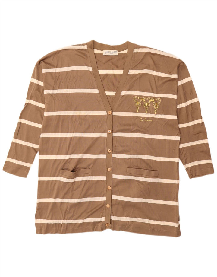 PIERRE CARDIN Женский длинный кардиган-свитер IT 44 Средний Коричневый В Полоску