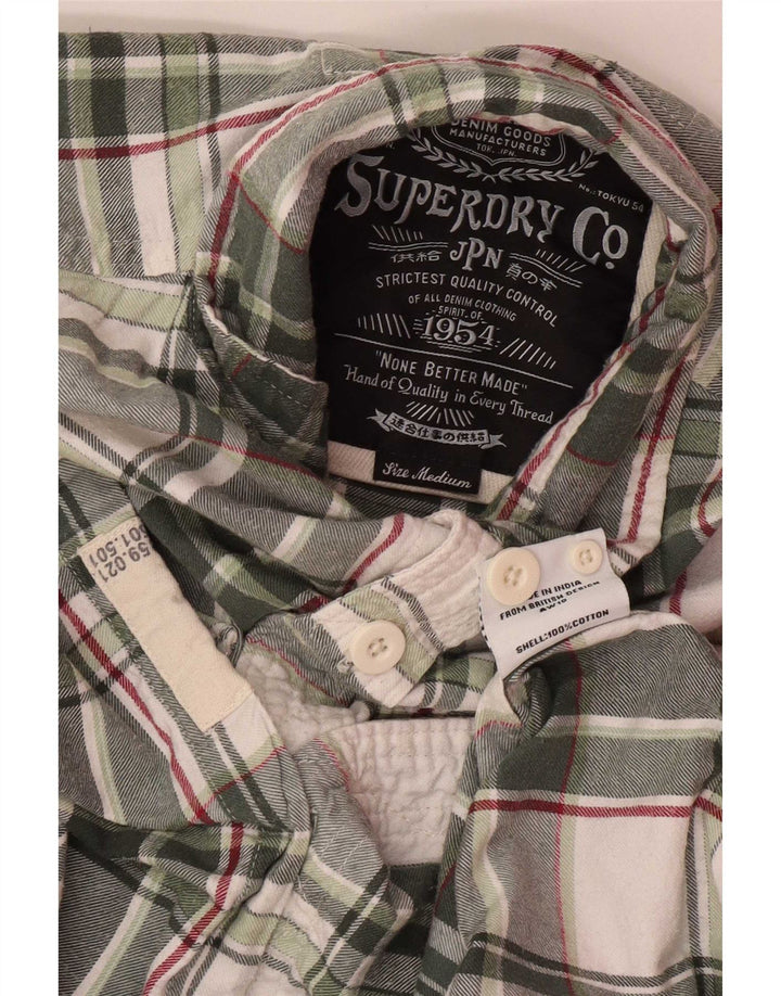 Мужская фланелевая рубашка Superdry среднего зеленого цвета в клетку из хлопка
