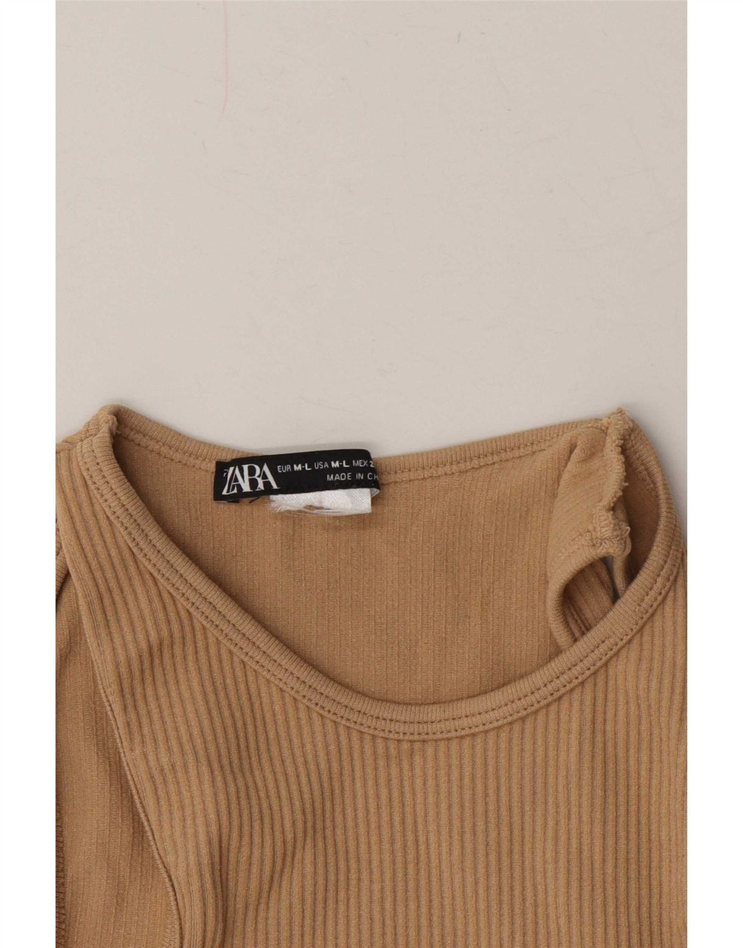 Женская укороченная блузка с открытыми плечами Zara UK 14, большая бежевая