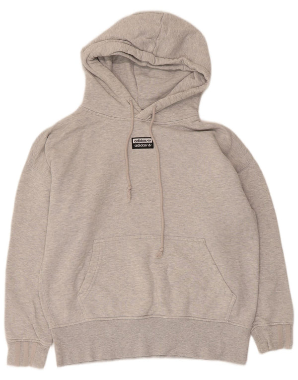 Женский джемпер с капюшоном Adidas Oversized UK 4 XS, серый хлопок с крапинками