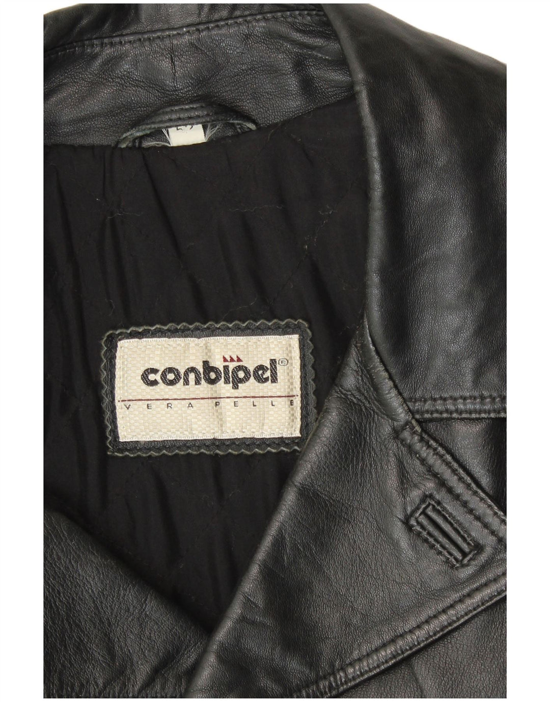 Мужское двубортное кожаное пальто Conbipel, размер 52, большое, черное кожаное