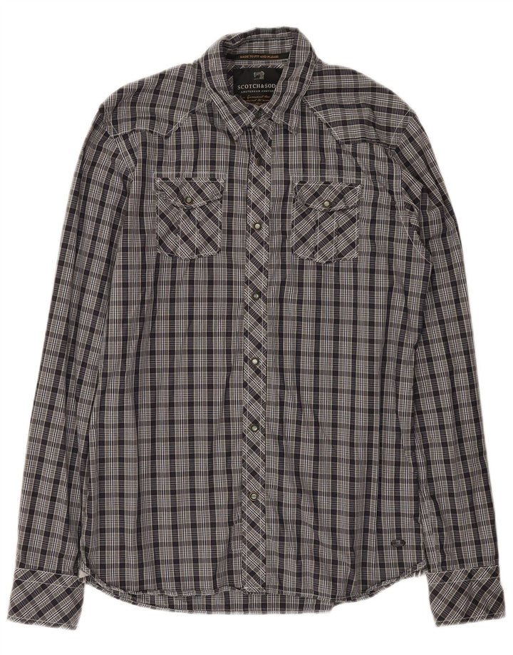 SCOTCH & SODA Mens Shirt Medium Grey Check Cotton