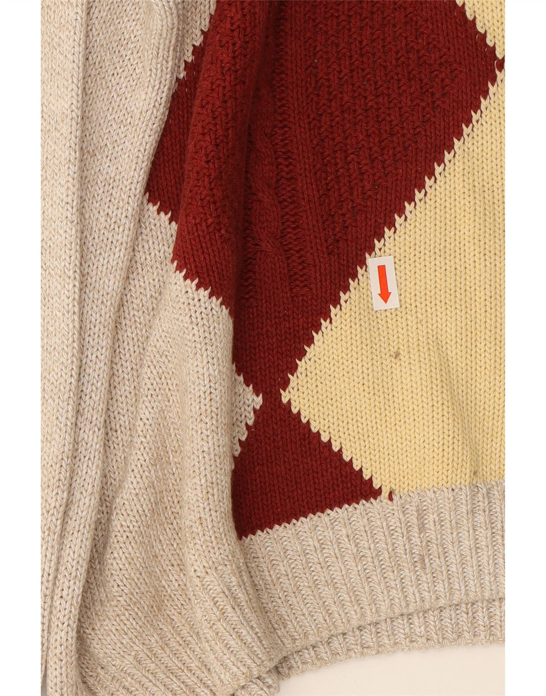 ST. BERNARD Mens Crew Neck Jumper Sweater Medium Beige Argyle/Diamond Vintage St. Bernard and Second-Hand St. Bernard from Messina Hembry 