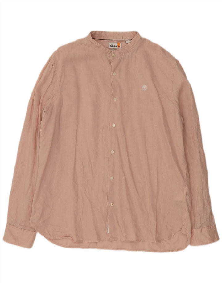 Мужская рубашка приталенного кроя Timberland XL розовая льняная