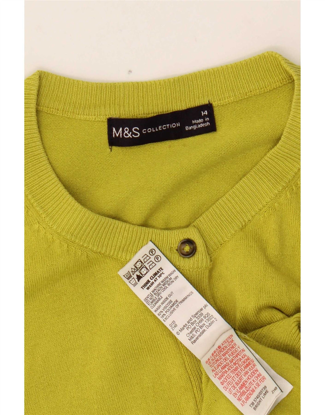 Женский укороченный кардиган Marks & Spencer UK 14, вискоза среднего желтого цвета