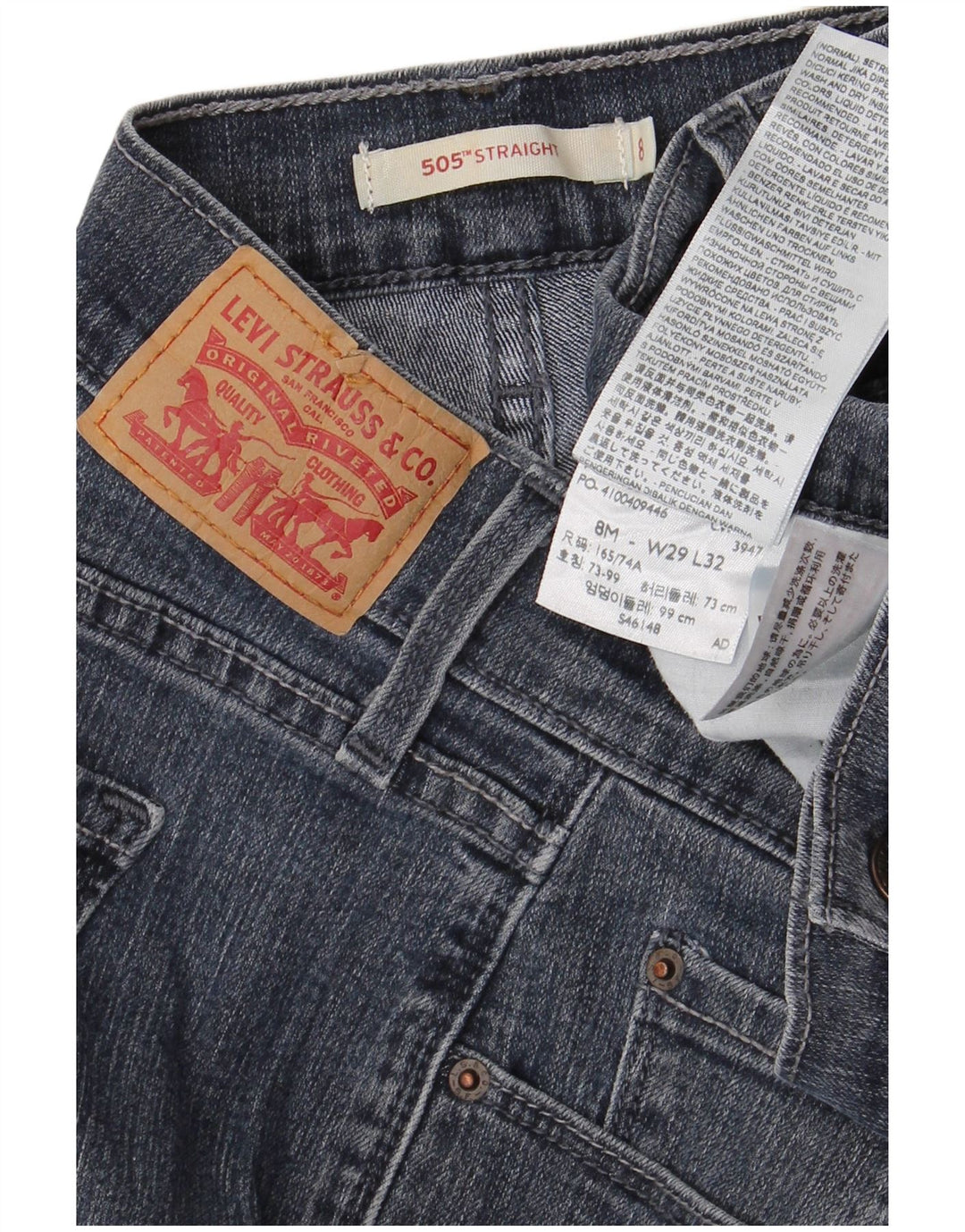 Женские прямые джинсы LEVI'S 505 США 8 Средний W29 L32 Темно-синий хлопок