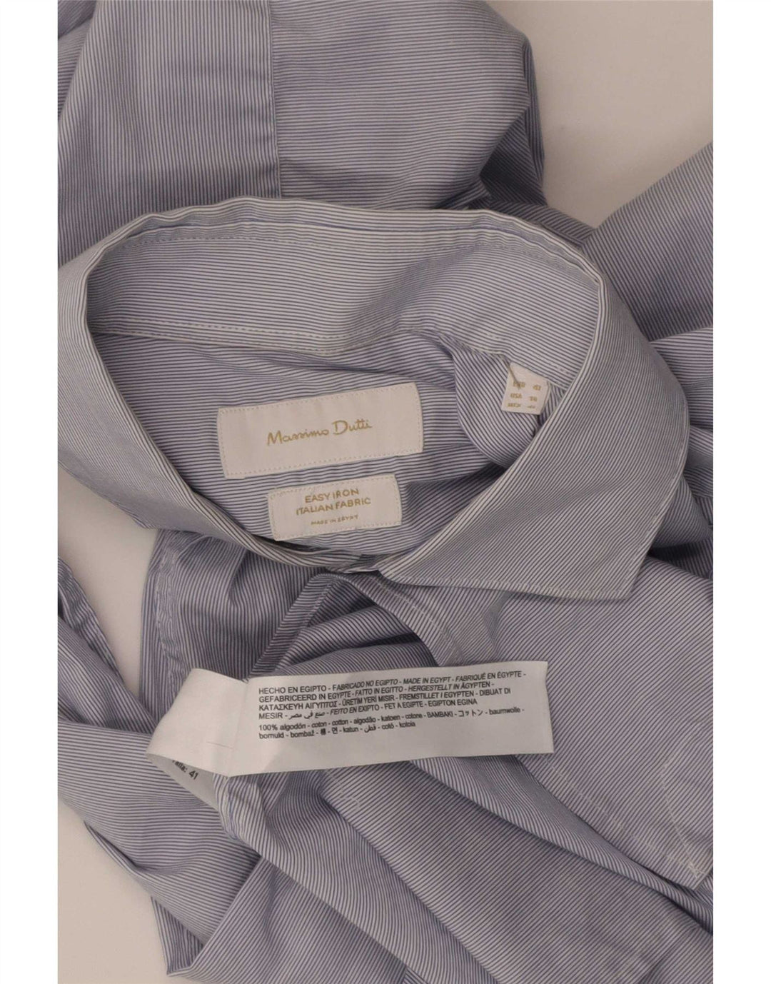 Мужская рубашка Massimo Dutti, размер 41, средний синий в тонкую полоску, хлопковая классика