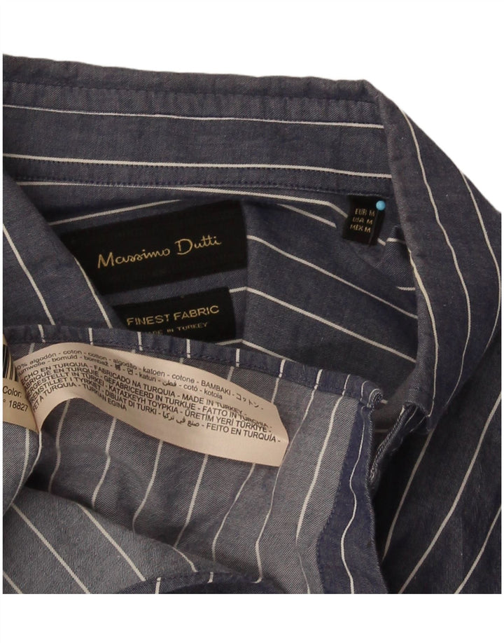 Мужская рубашка классического кроя Massimo Dutti, средний темно-синий полосатый хлопок