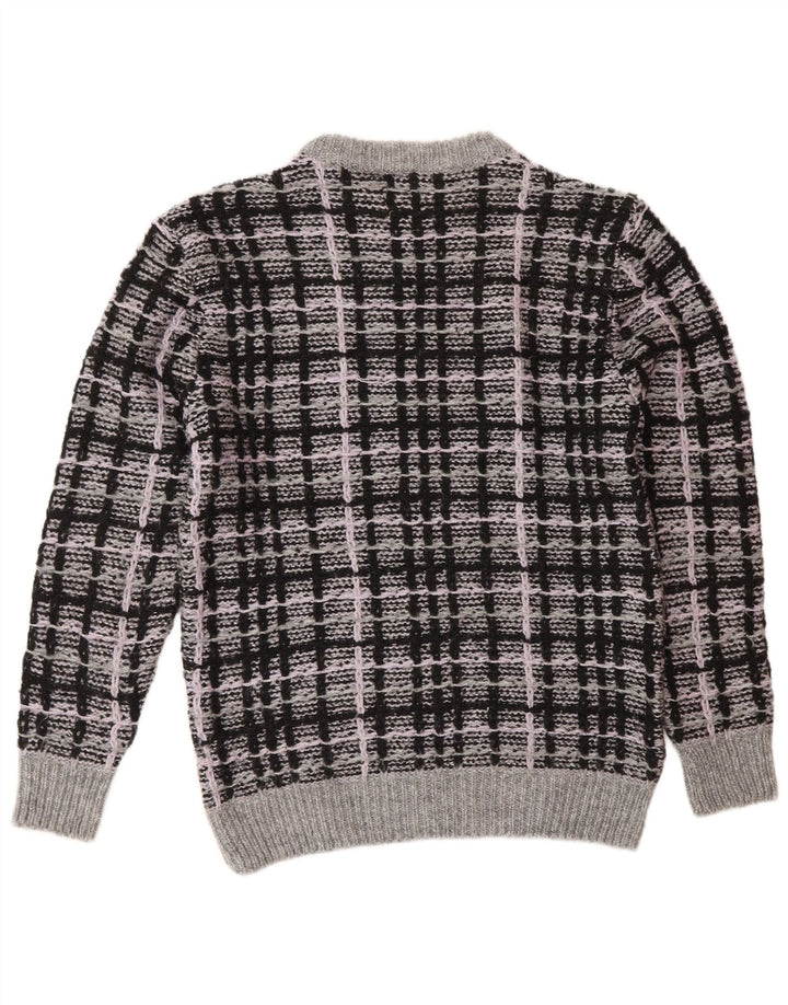 Мужской джемпер с круглым вырезом Zara, средний серый акрил в клетку