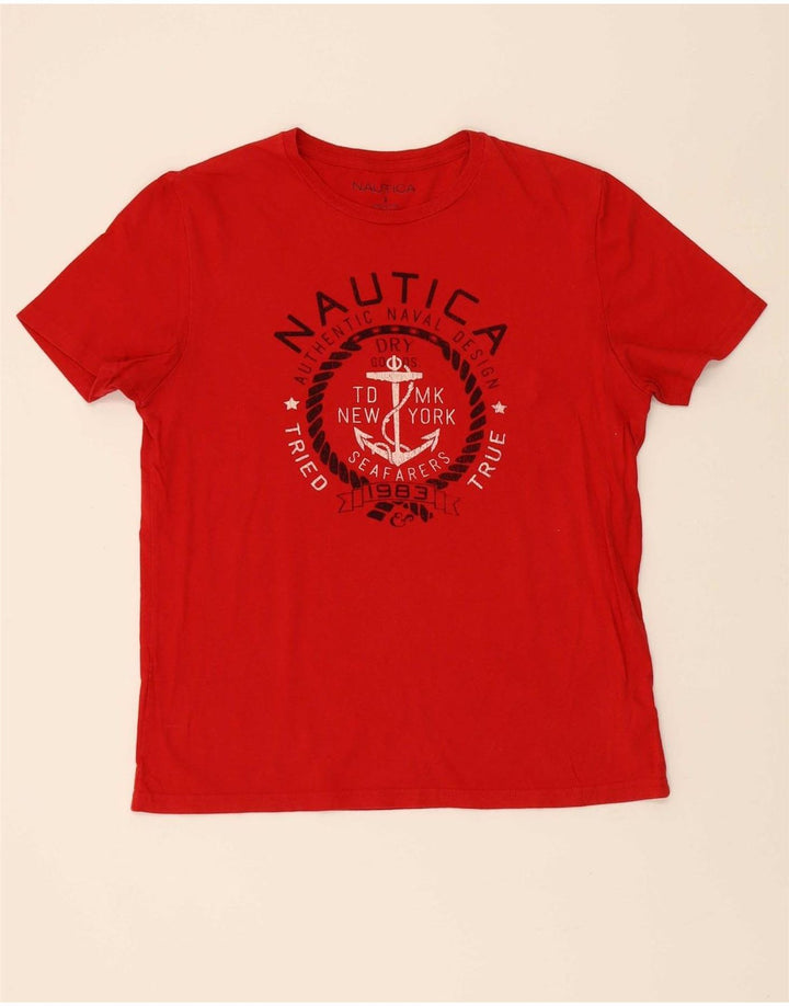 NAUTICA Mens Graphic T-Shirt Top Small Red Cotton
