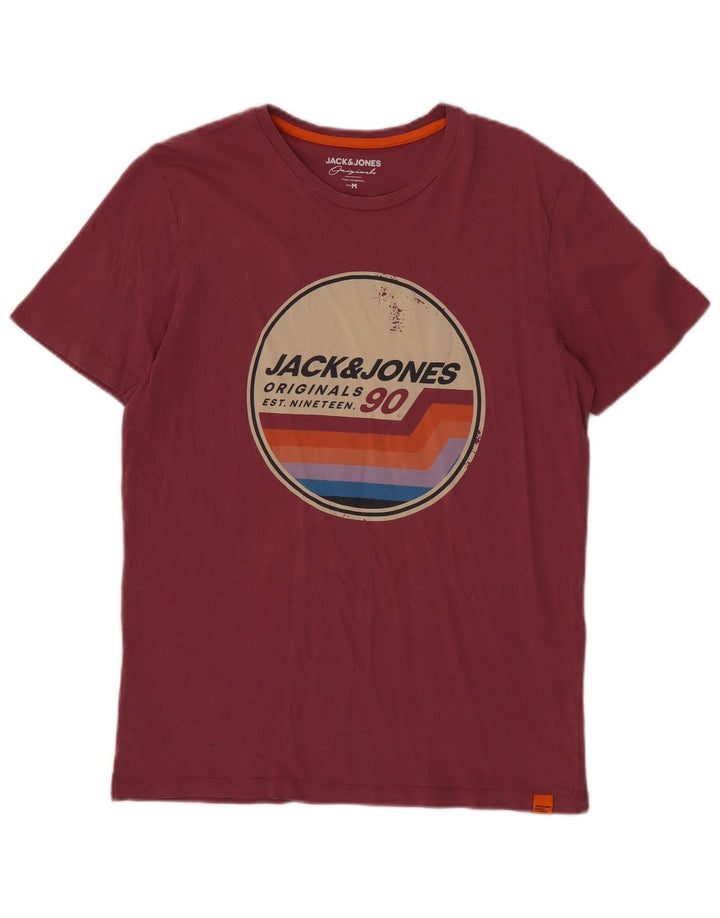 JACK & JONES Мужская футболка с рисунком Топ среднего цвета, бордовый хлопок