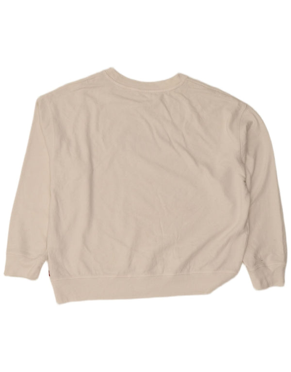 Женский свитер с рисунком Levi's, джемпер UK 18 XL, белый хлопок