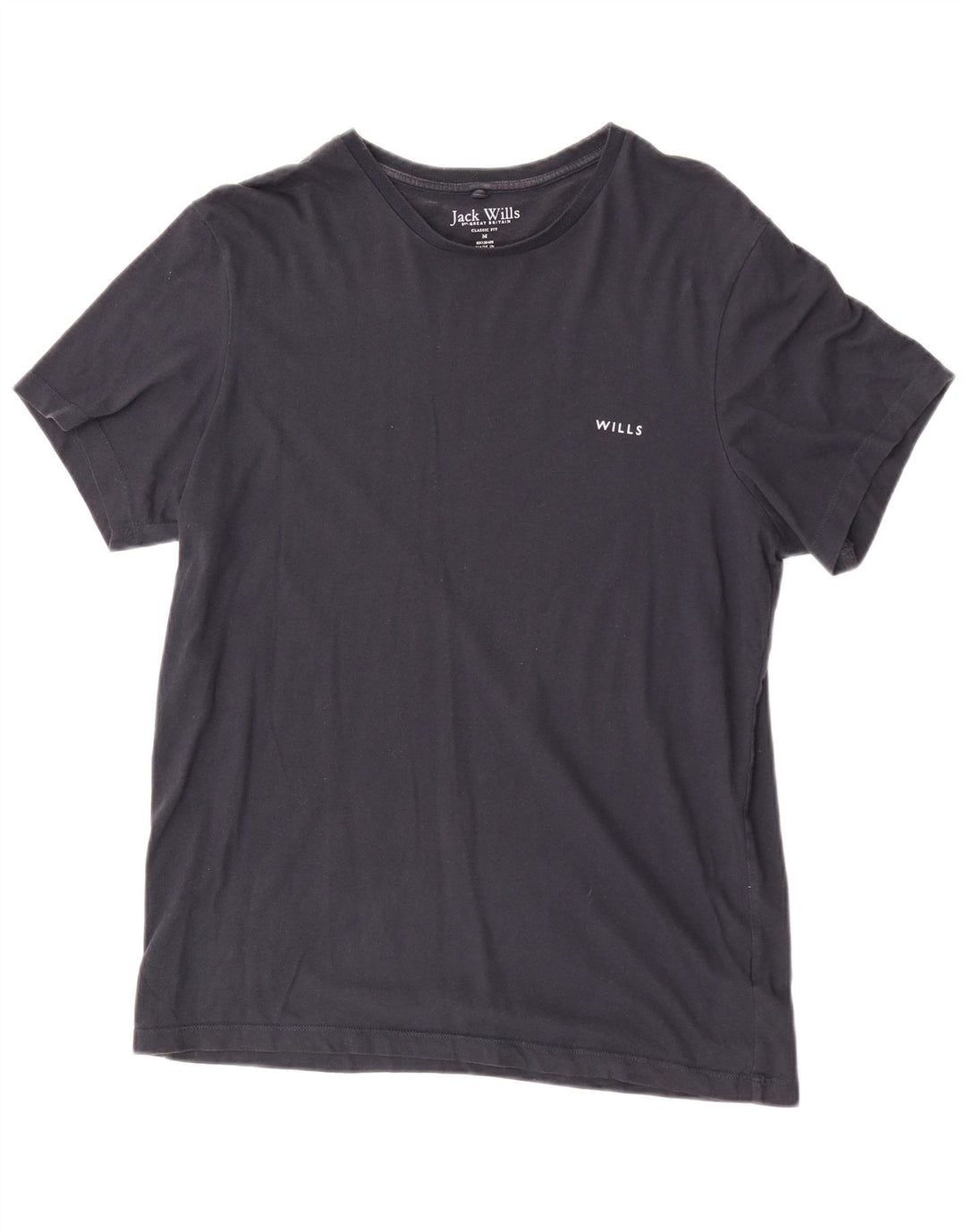 Мужская футболка классического кроя Jack Wills, топ среднего размера, темно-синий, хлопок
