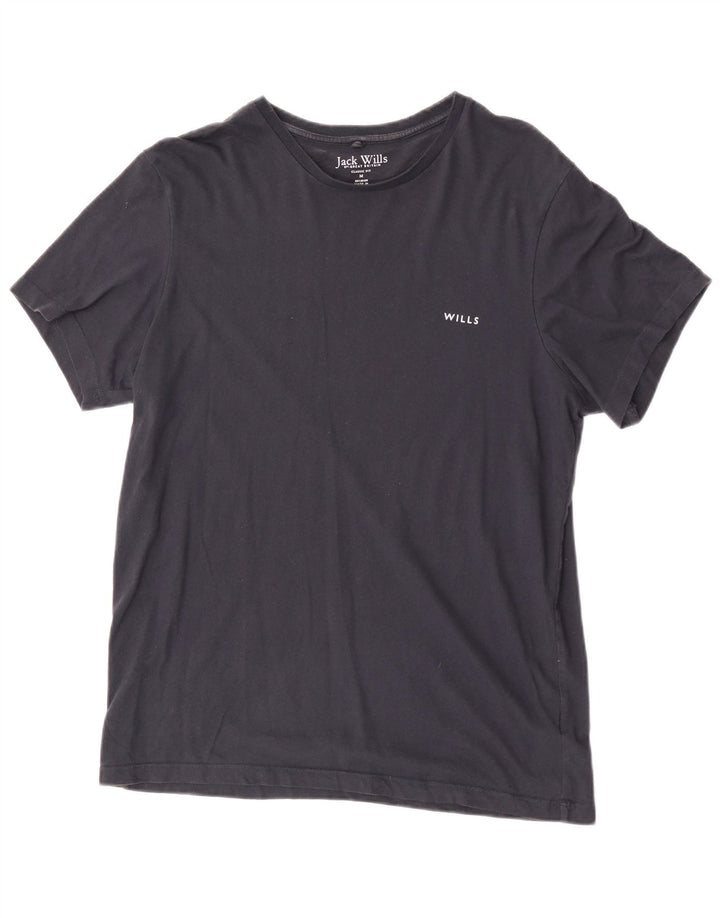 Мужская футболка классического кроя Jack Wills, топ среднего размера, темно-синий, хлопок