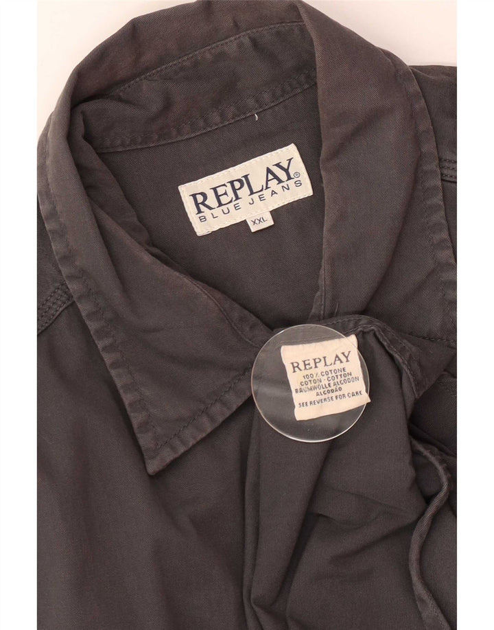 Мужская джинсовая рубашка Replay 2XL, серая, хлопок