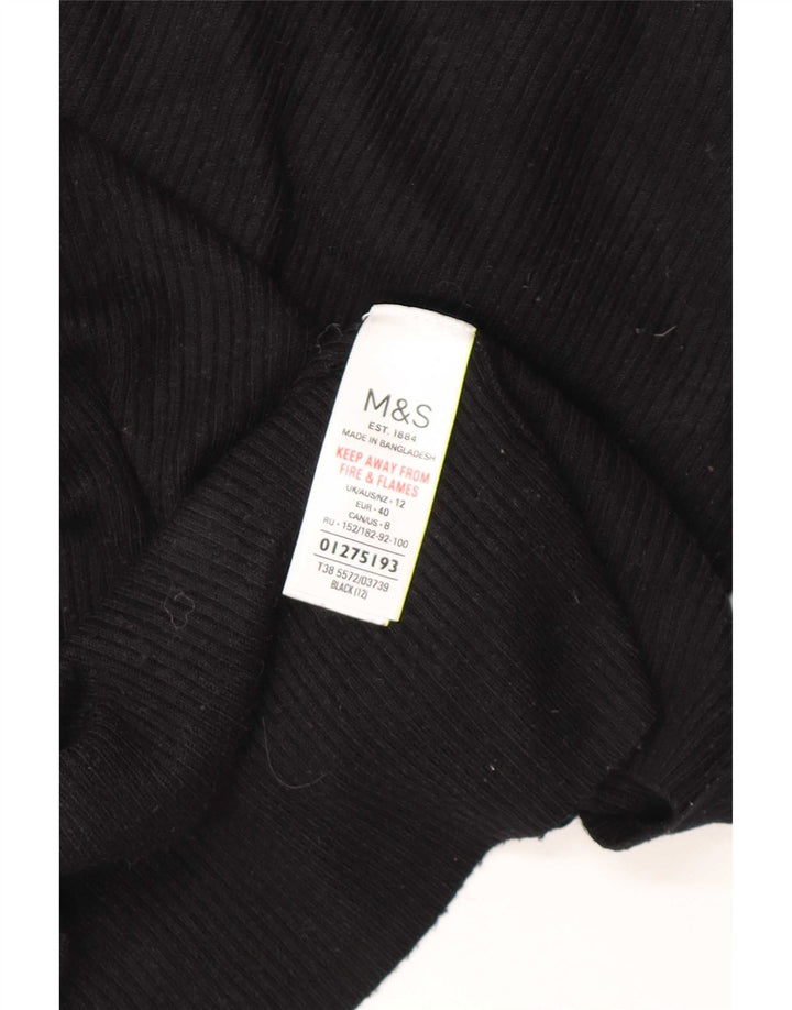 Женский джемпер с высоким воротником Marks & Spencer UK 12, средний черный из вискозы