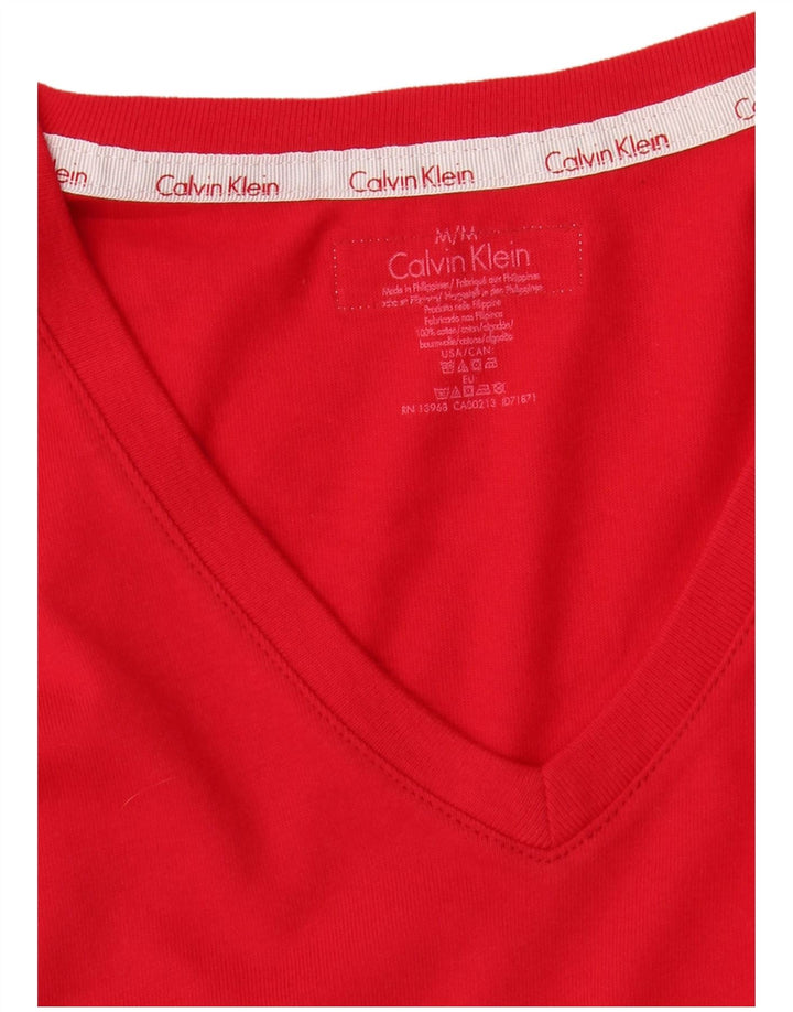 Женский топ Calvin Klein с длинным рукавом UK 12, средний красный хлопок, красный