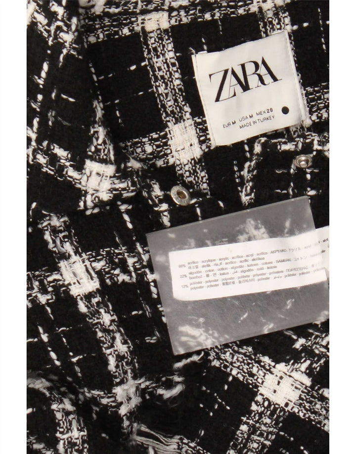 Женская рубашка оверсайз Zara UK 14, средний черный цвет в клетку, акрил