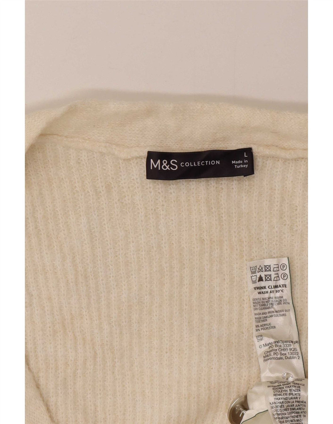Женский свитер-кардиган оверсайз Marks & Spencer UK 16, большой Off White