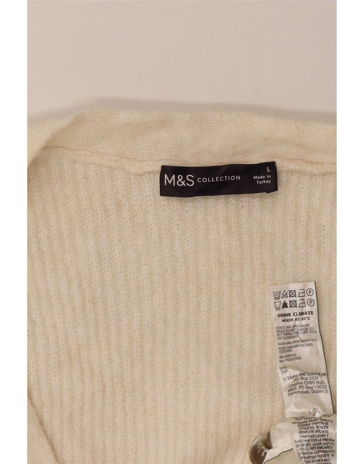 Женский свитер-кардиган оверсайз Marks & Spencer UK 16, большой Off White