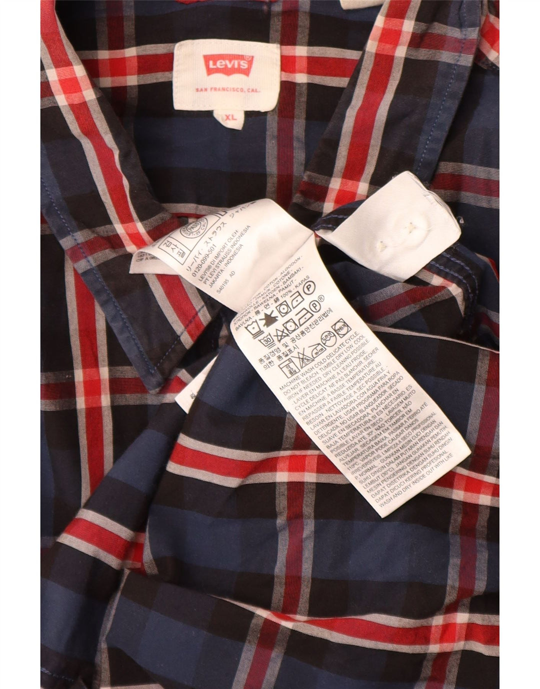 Мужская рубашка LEVI'S XL, темно-синяя клетка, хлопок