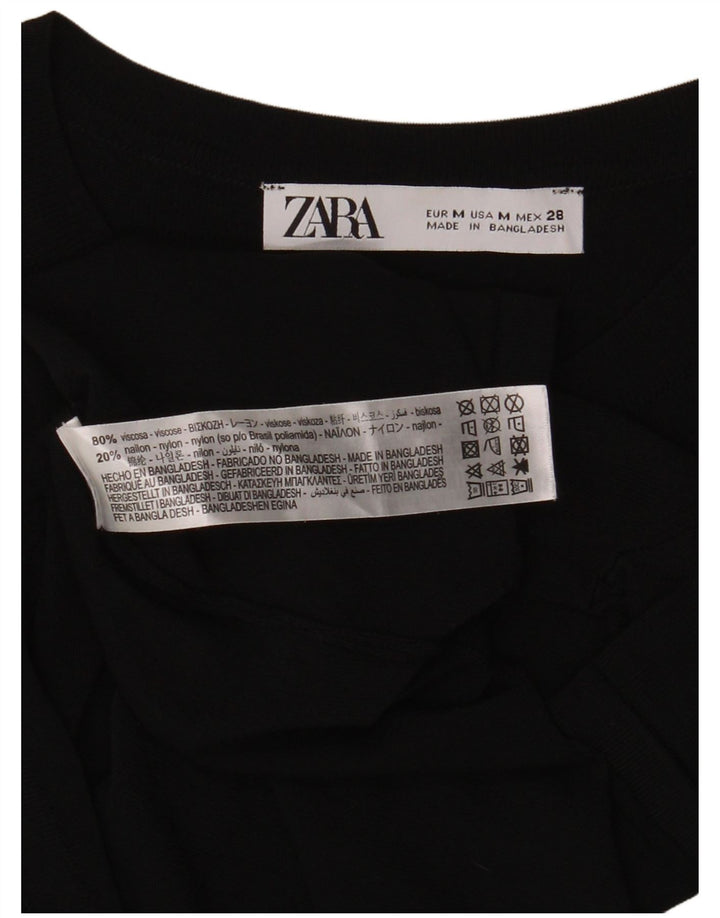 Женская футболка Zara Top UK 12 Medium, черная из вискозы