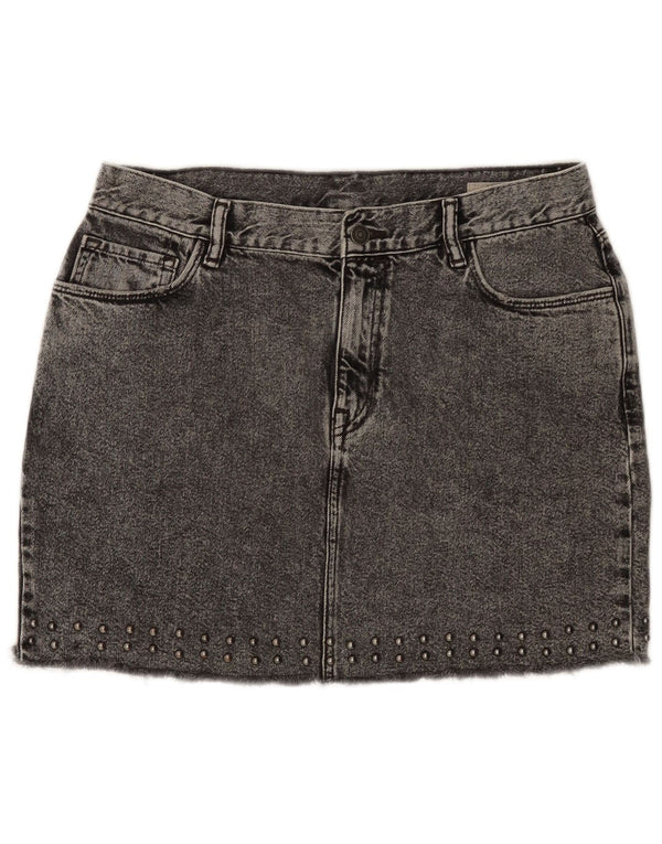 Женская мини-юбка джинсовая All Saints UK 14, большая, W32, серый хлопок