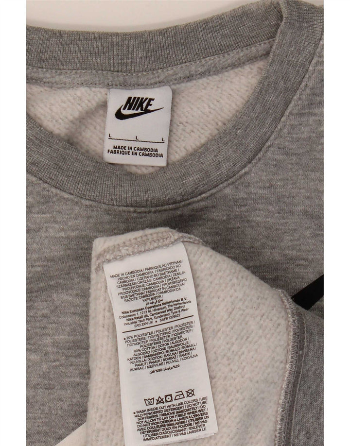 Мужской свитер с рисунком Nike, большой серый хлопковый джемпер