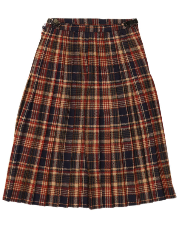 Винтажная женская юбка с запахом UK 12, средний размер W27, разноцветная клетчатая шерсть из натуральной шерсти