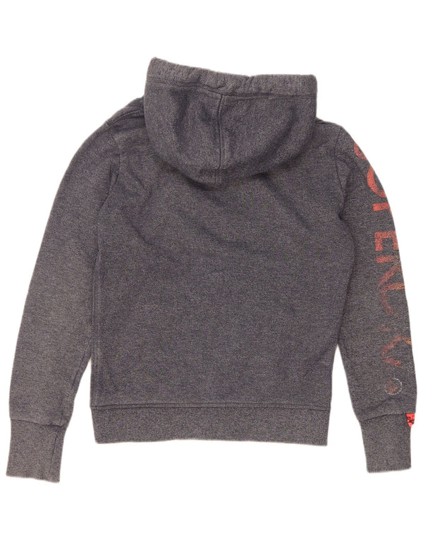 Женский свитер с капюшоном на молнии с графическим рисунком Superdry UK 10, маленький серый хлопок